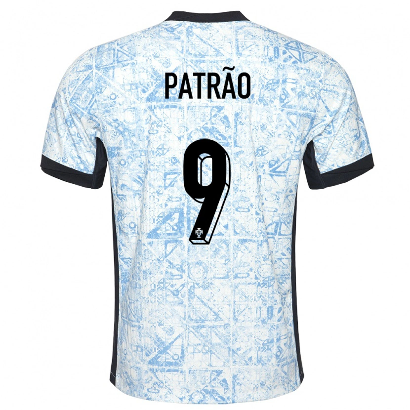 Danxen Enfant Maillot Portugal Afonso Patrão #9 Bleu Crème Tenues Extérieur 24-26 T-Shirt