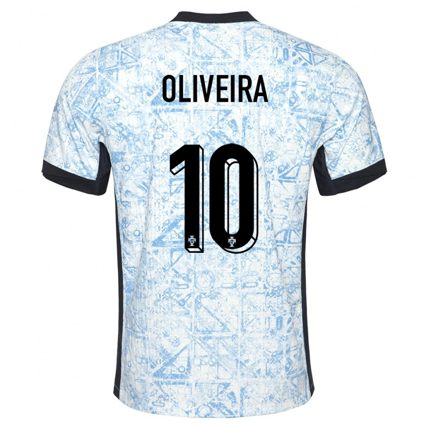 Danxen Enfant Maillot Portugal André Oliveira #10 Bleu Crème Tenues Extérieur 24-26 T-Shirt
