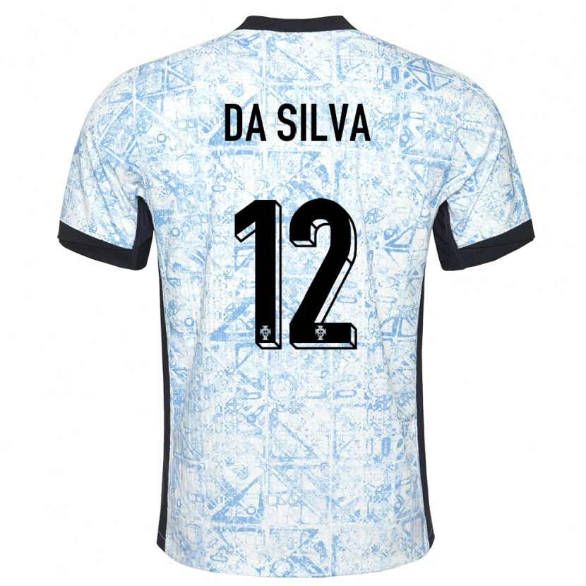 Danxen Enfant Maillot Portugal Rodrigo Da Silva #12 Bleu Crème Tenues Extérieur 24-26 T-Shirt