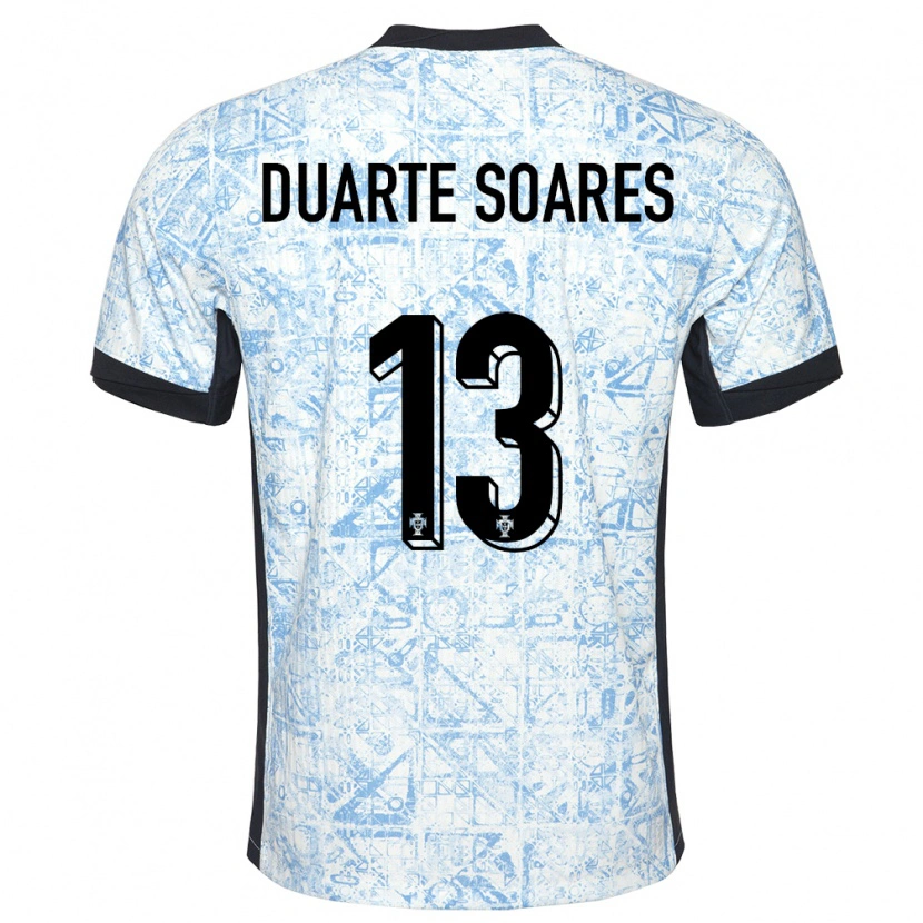 Danxen Enfant Maillot Portugal Duarte Soares #13 Bleu Crème Tenues Extérieur 24-26 T-Shirt