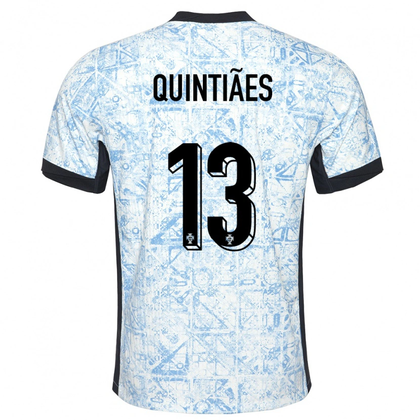 Danxen Enfant Maillot Portugal Rodrigo Quintiães #13 Bleu Crème Tenues Extérieur 24-26 T-Shirt