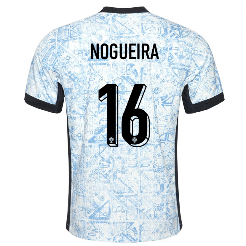 Danxen Enfant Maillot Portugal Rodrigo Nogueira #16 Bleu Crème Tenues Extérieur 24-26 T-Shirt