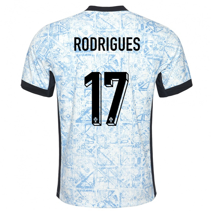 Danxen Enfant Maillot Portugal Tiago Rodrigues #17 Bleu Crème Tenues Extérieur 24-26 T-Shirt