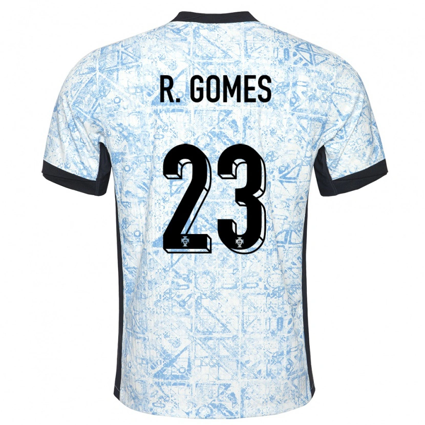 Danxen Enfant Maillot Portugal Rodrigo Gomes #23 Bleu Crème Tenues Extérieur 24-26 T-Shirt