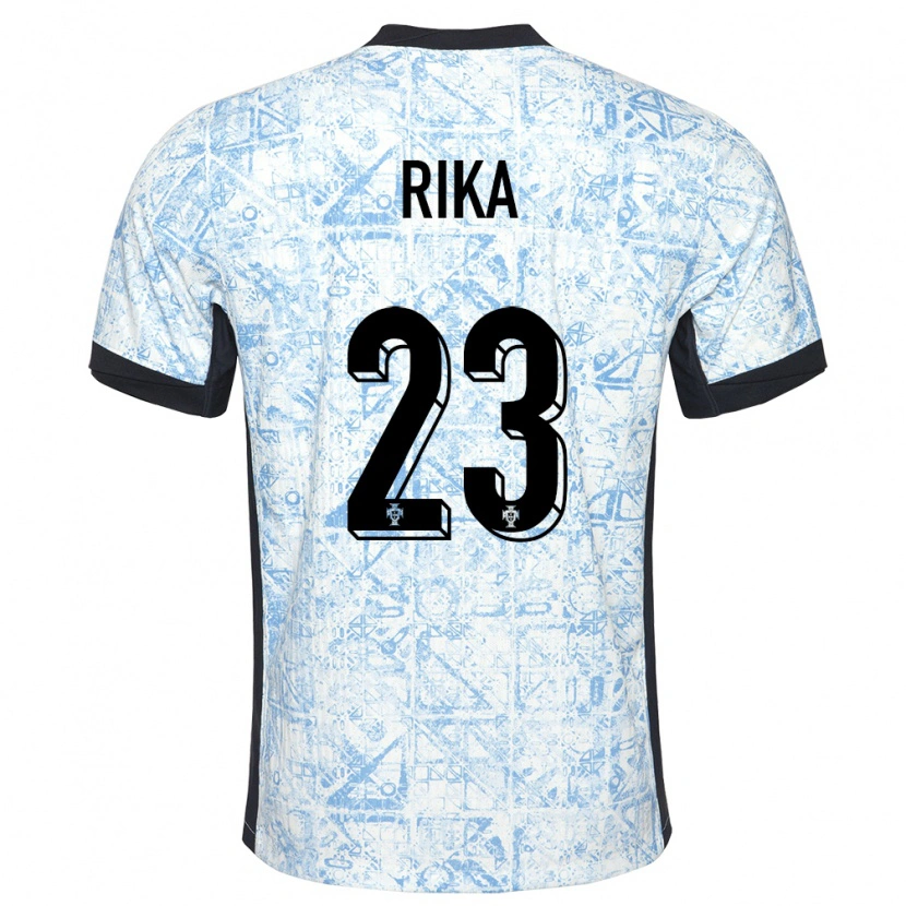 Danxen Enfant Maillot Portugal Rika #23 Bleu Crème Tenues Extérieur 24-26 T-Shirt