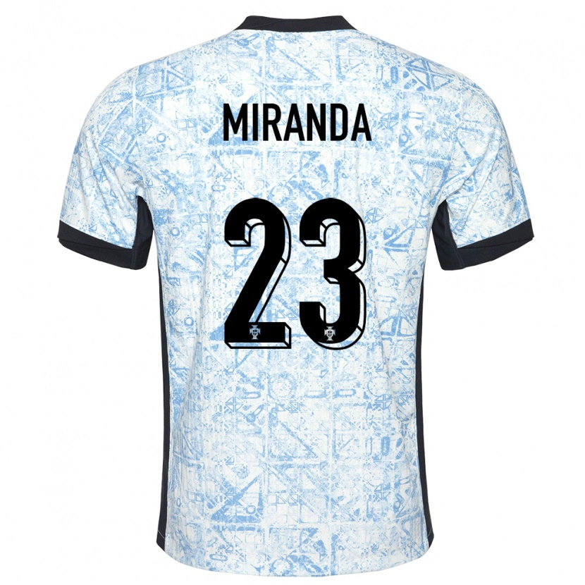 Danxen Enfant Maillot Portugal João Miranda #23 Bleu Crème Tenues Extérieur 24-26 T-Shirt