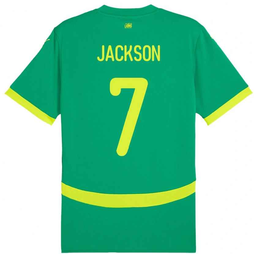 Danxen Enfant Maillot Sénégal Nicolas Jackson #7 Vert Tenues Extérieur 24-26 T-Shirt