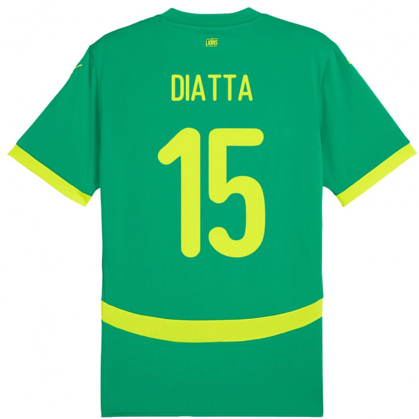 Danxen Enfant Maillot Sénégal Krépin Diatta #15 Vert Tenues Extérieur 24-26 T-Shirt