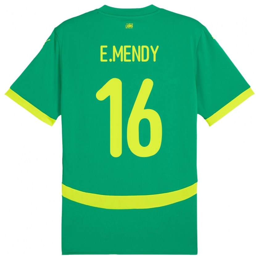 Danxen Enfant Maillot Sénégal Edouard Mendy #16 Vert Tenues Extérieur 24-26 T-Shirt