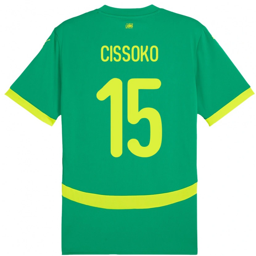 Danxen Enfant Maillot Sénégal Ibrahima Cissoko #15 Vert Tenues Extérieur 24-26 T-Shirt
