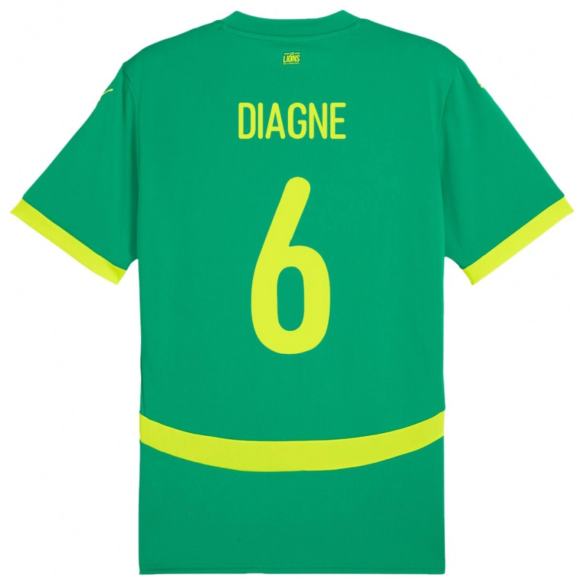 Danxen Enfant Maillot Sénégal Edmee Diagne #6 Vert Tenues Extérieur 24-26 T-Shirt