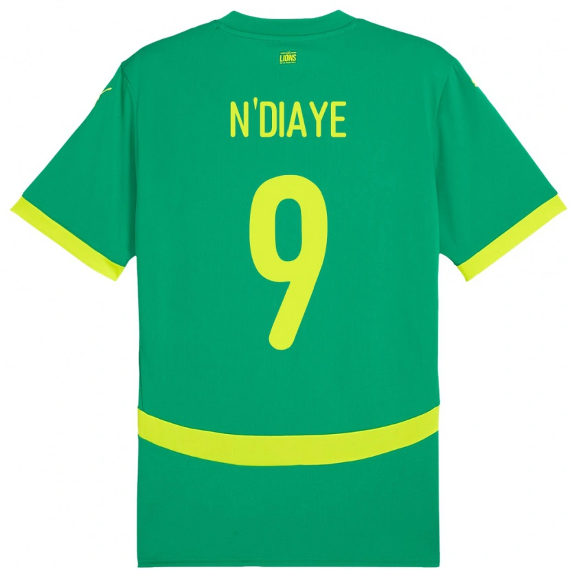 Danxen Enfant Maillot Sénégal Dialy N Diaye #9 Vert Tenues Extérieur 24-26 T-Shirt
