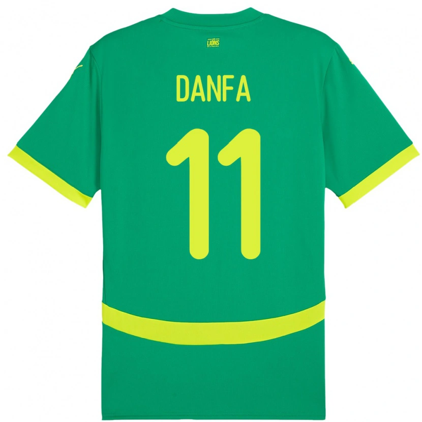 Danxen Enfant Maillot Sénégal Mamadou Danfa #11 Vert Tenues Extérieur 24-26 T-Shirt