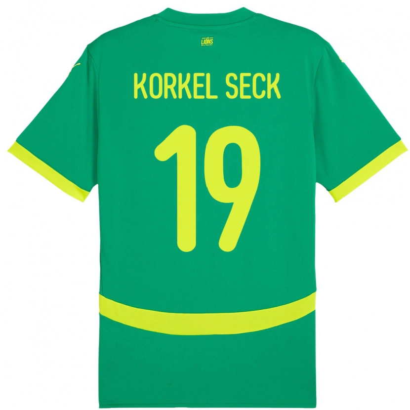 Danxen Enfant Maillot Sénégal Bineta Korkel Seck #19 Vert Tenues Extérieur 24-26 T-Shirt