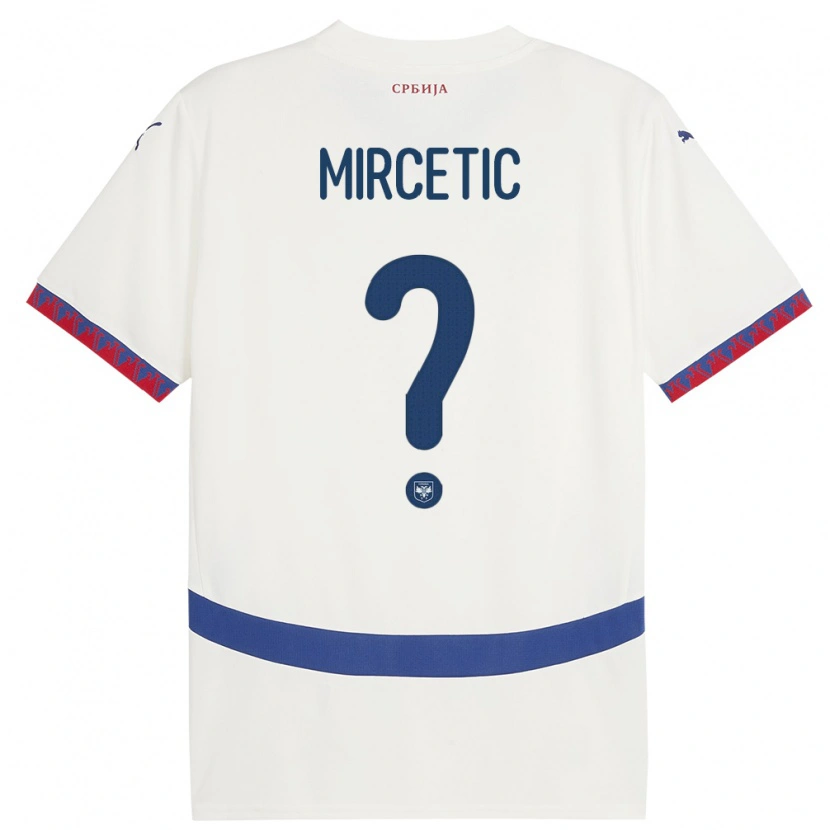 Danxen Enfant Maillot Serbie Bogdan Mircetic #0 Blanc Tenues Extérieur 24-26 T-Shirt