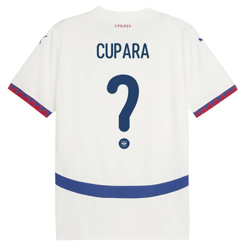 Danxen Enfant Maillot Serbie Dusan Cupara #0 Blanc Tenues Extérieur 24-26 T-Shirt