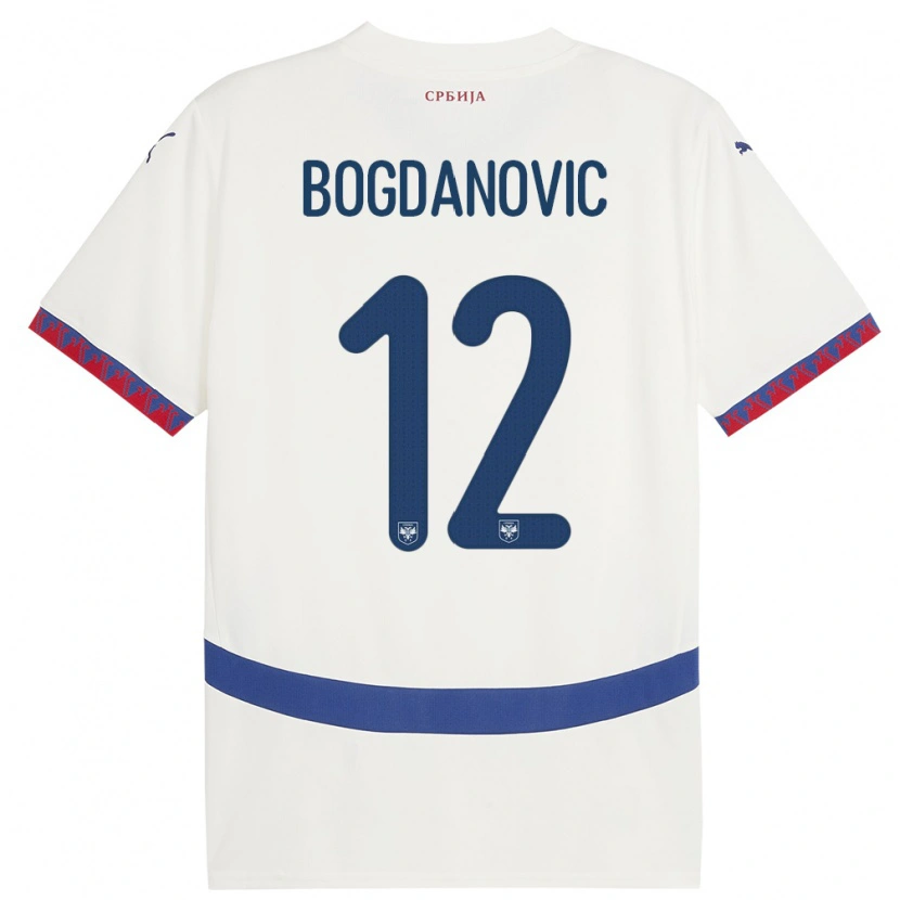 Danxen Enfant Maillot Serbie Bogdan Bogdanovic #12 Blanc Tenues Extérieur 24-26 T-Shirt