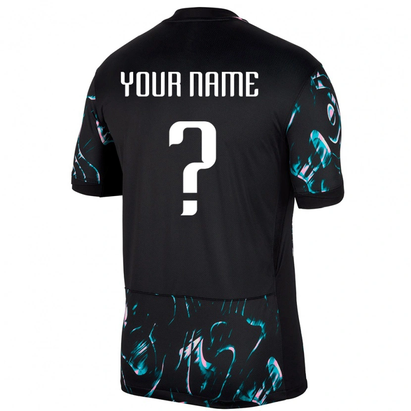 Danxen Enfant Maillot Corée Du Sud Votre Nom #0 Noir Tenues Extérieur 24-26 T-Shirt