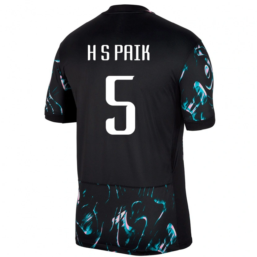 Danxen Enfant Maillot Corée Du Sud Seung-Ho Paik #5 Noir Tenues Extérieur 24-26 T-Shirt