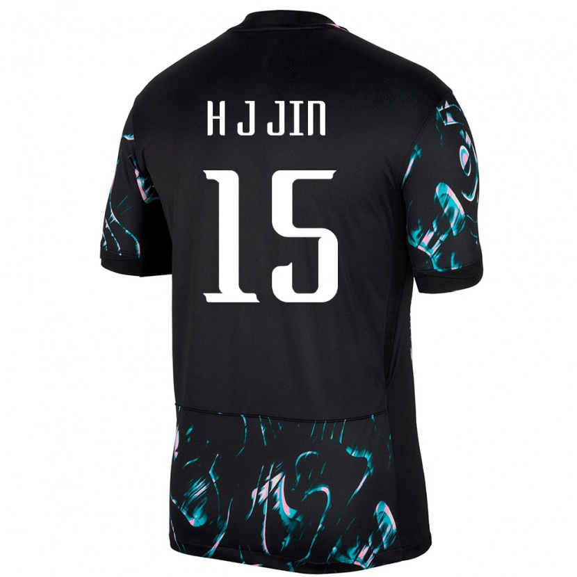 Danxen Enfant Maillot Corée Du Sud Jun-Ho Jin #15 Noir Tenues Extérieur 24-26 T-Shirt