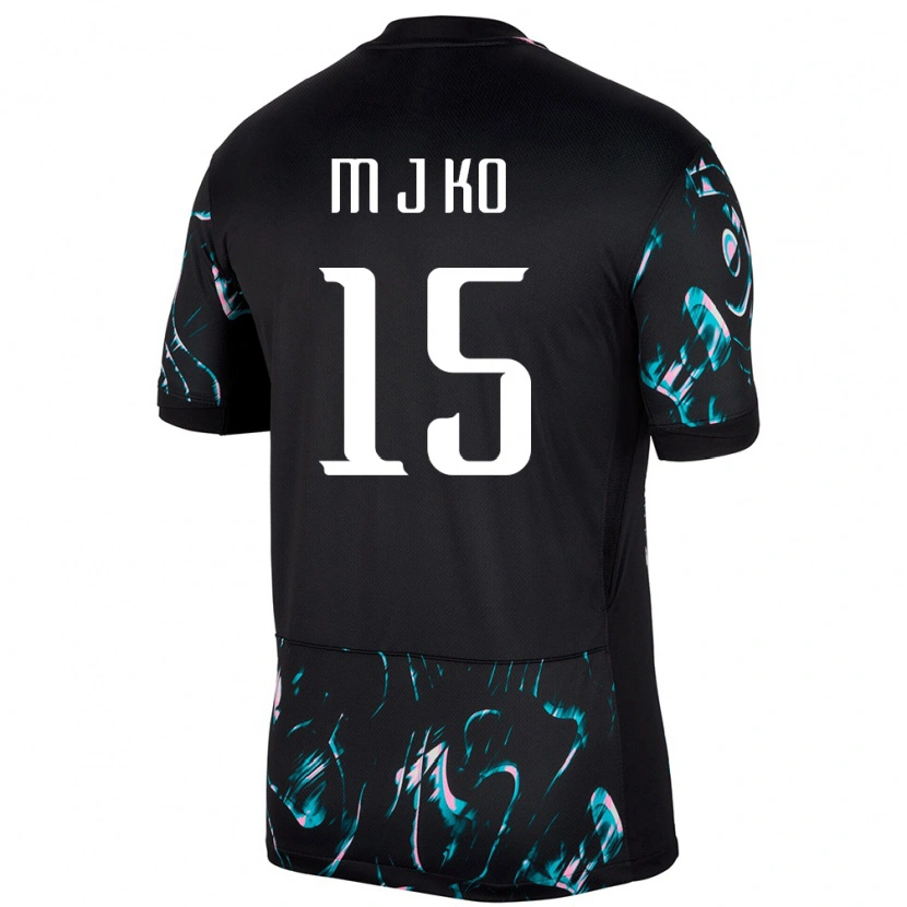 Danxen Enfant Maillot Corée Du Sud Ko Min Jung #15 Noir Tenues Extérieur 24-26 T-Shirt