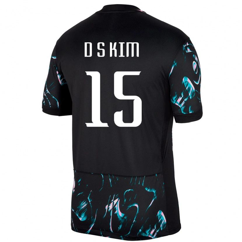 Danxen Enfant Maillot Corée Du Sud Kim Dong Seop #15 Noir Tenues Extérieur 24-26 T-Shirt