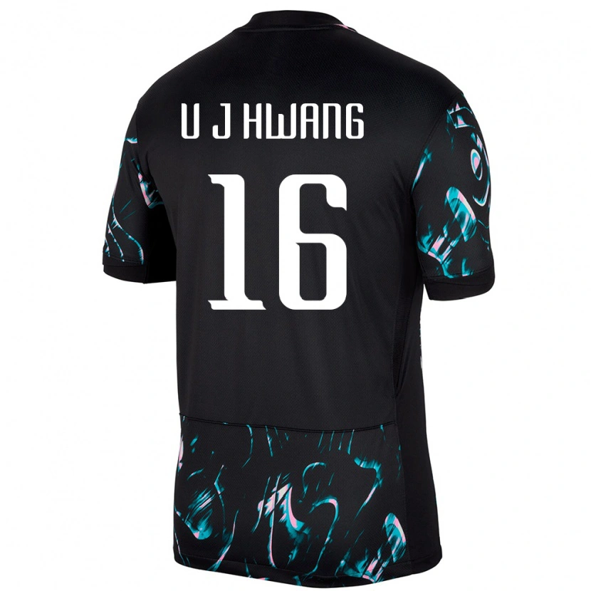 Danxen Enfant Maillot Corée Du Sud Ui-Jo Hwang #16 Noir Tenues Extérieur 24-26 T-Shirt