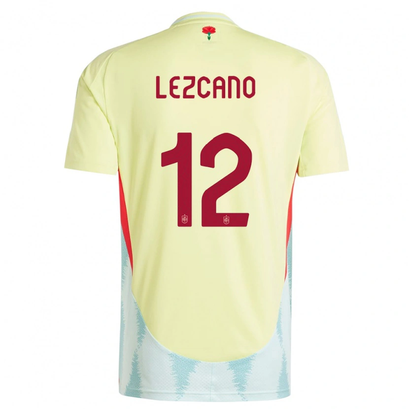 Danxen Enfant Maillot Espagne Álvaro Lezcano #12 Jaune Tenues Extérieur 24-26 T-Shirt