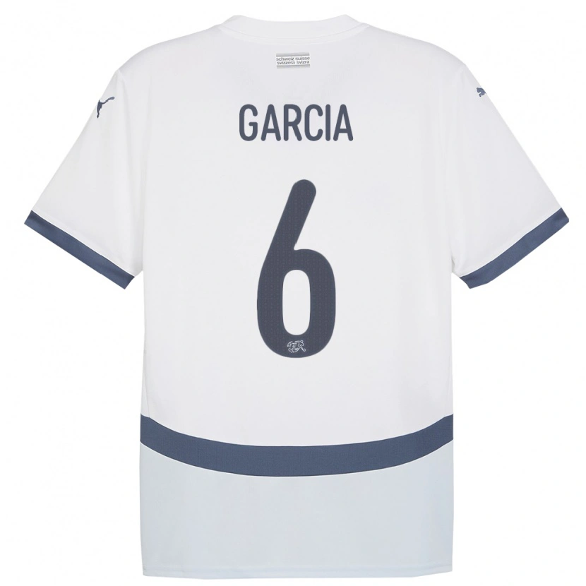 Danxen Enfant Maillot Suisse Ulisses Garcia #6 Blanc Tenues Extérieur 24-26 T-Shirt