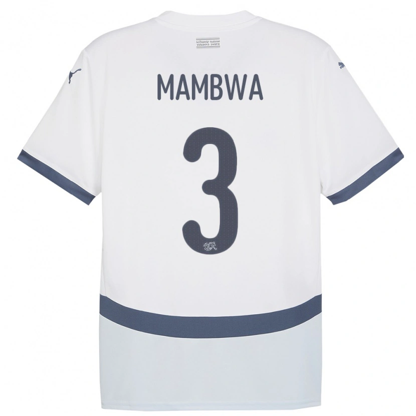 Danxen Enfant Maillot Suisse Olivier Mambwa #3 Blanc Tenues Extérieur 24-26 T-Shirt