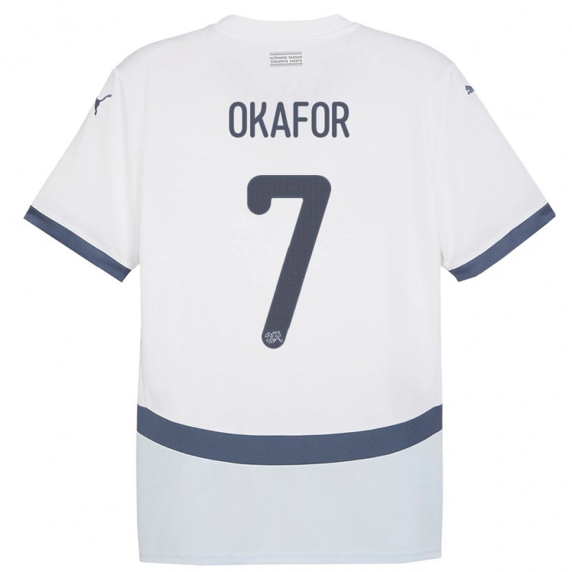 Danxen Enfant Maillot Suisse Tobias Okafor #7 Blanc Tenues Extérieur 24-26 T-Shirt