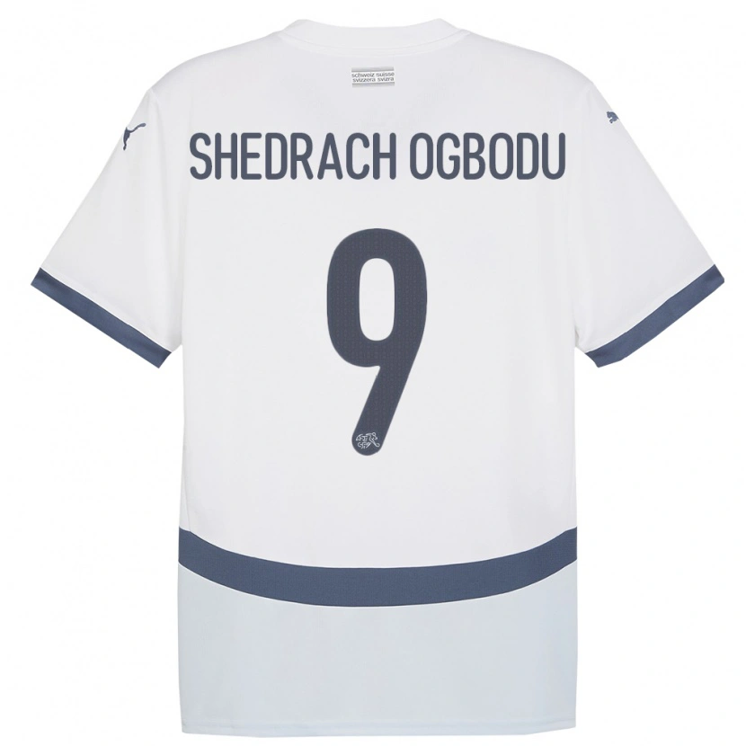Danxen Enfant Maillot Suisse Nathaniel Shedrach Ogbodu #9 Blanc Tenues Extérieur 24-26 T-Shirt