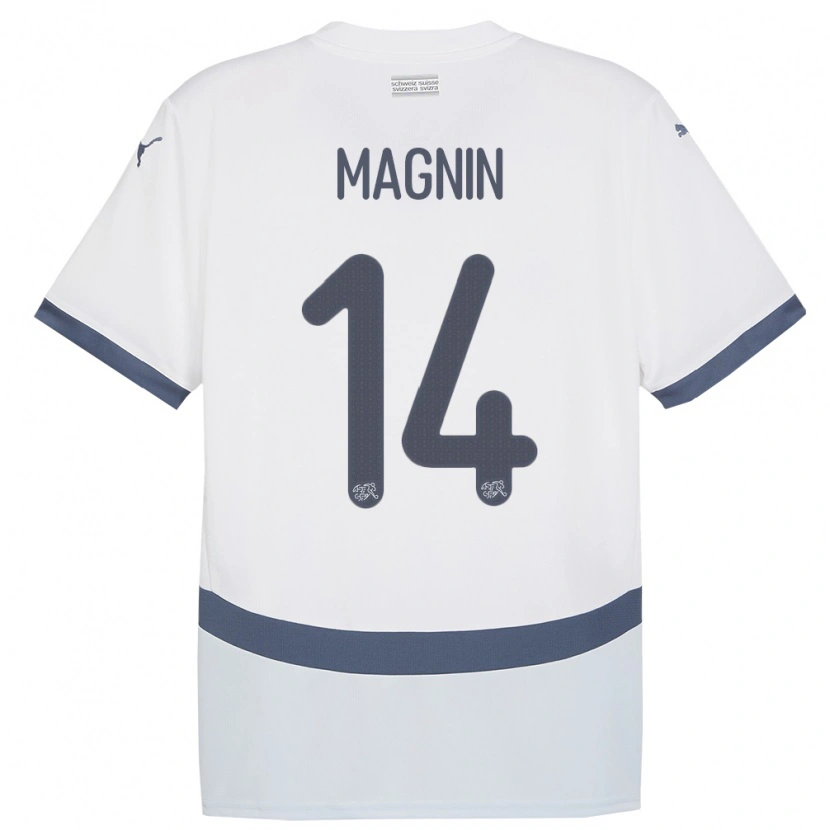 Danxen Enfant Maillot Suisse Théo Magnin #14 Blanc Tenues Extérieur 24-26 T-Shirt
