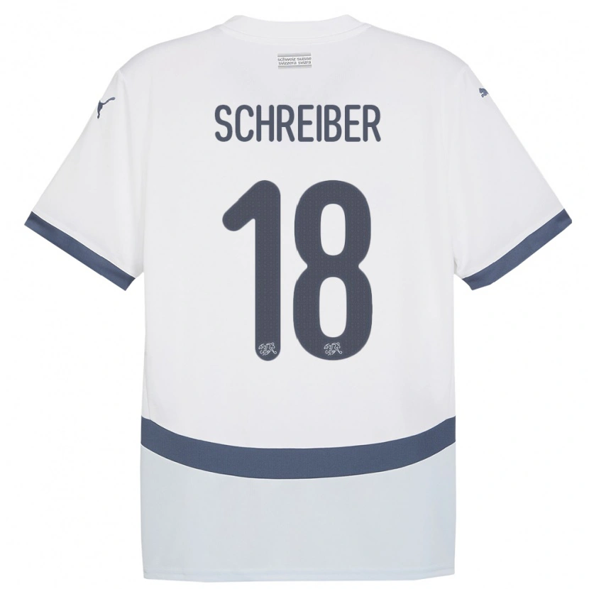 Danxen Enfant Maillot Suisse Loris Schreiber #18 Blanc Tenues Extérieur 24-26 T-Shirt