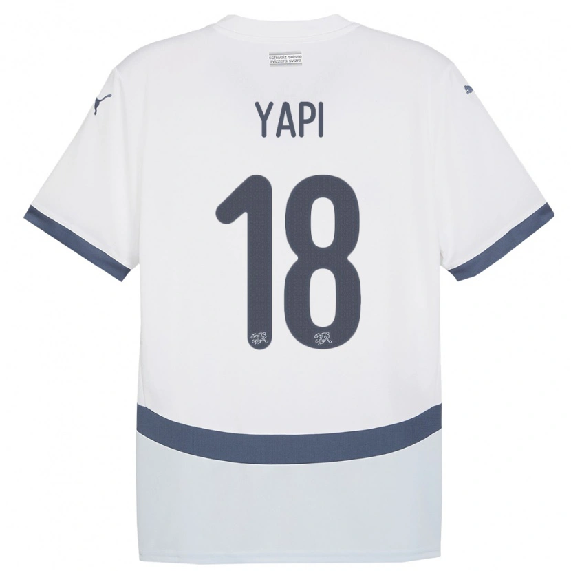 Danxen Enfant Maillot Suisse Josue Yapi #18 Blanc Tenues Extérieur 24-26 T-Shirt