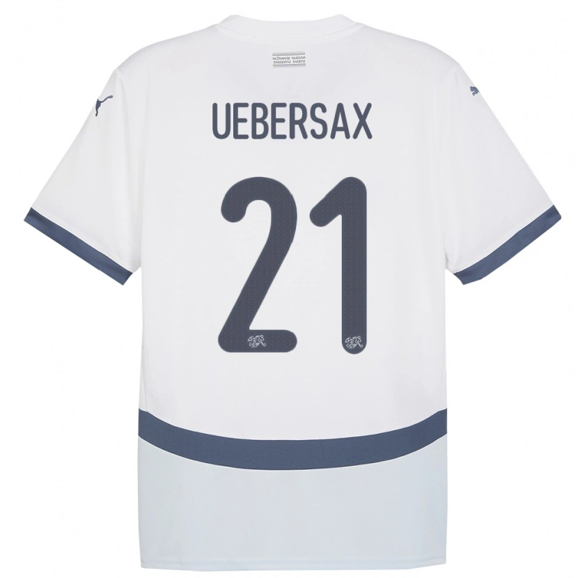 Danxen Enfant Maillot Suisse Jan Uebersax #21 Blanc Tenues Extérieur 24-26 T-Shirt