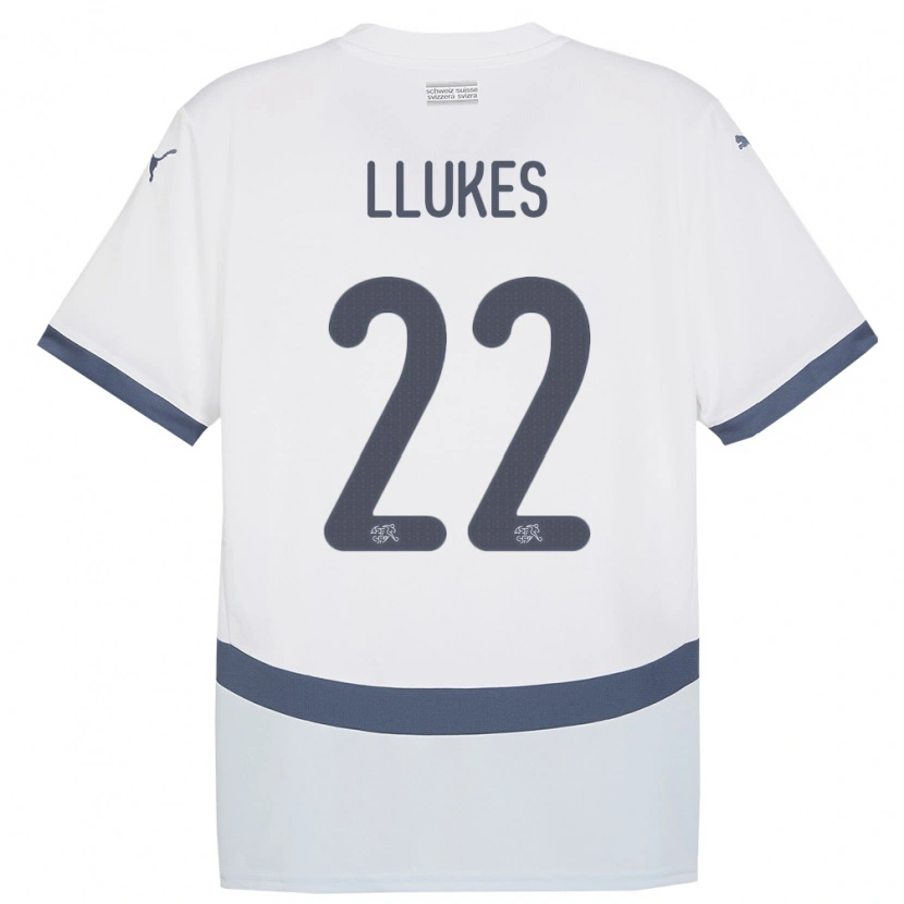 Danxen Enfant Maillot Suisse Adrien Llukes #22 Blanc Tenues Extérieur 24-26 T-Shirt