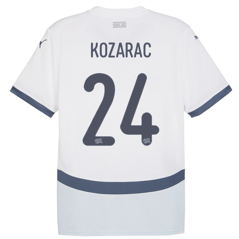 Danxen Enfant Maillot Suisse Haris Kozarac #24 Blanc Tenues Extérieur 24-26 T-Shirt