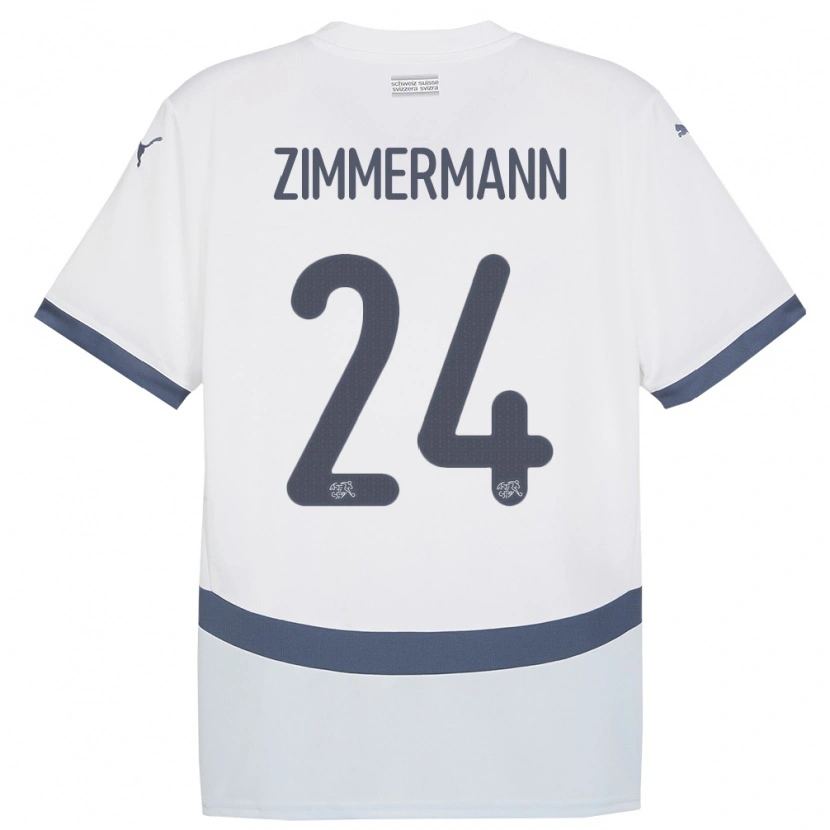 Danxen Enfant Maillot Suisse Mio Zimmermann #24 Blanc Tenues Extérieur 24-26 T-Shirt