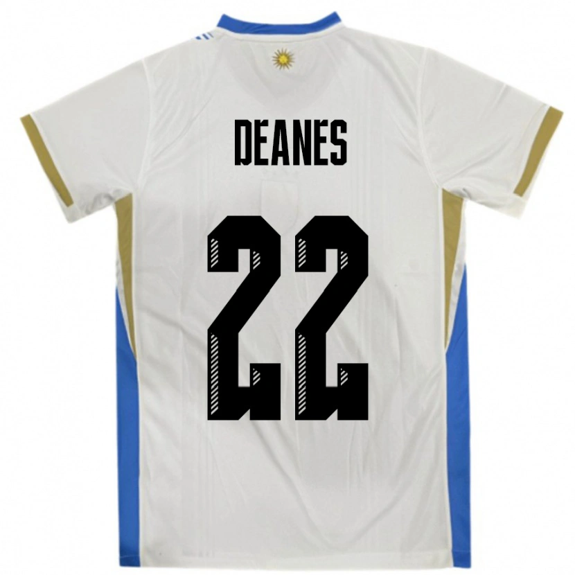 Danxen Enfant Maillot Uruguay Tiago Deanes #22 Blanc Bleu Tenues Extérieur 24-26 T-Shirt