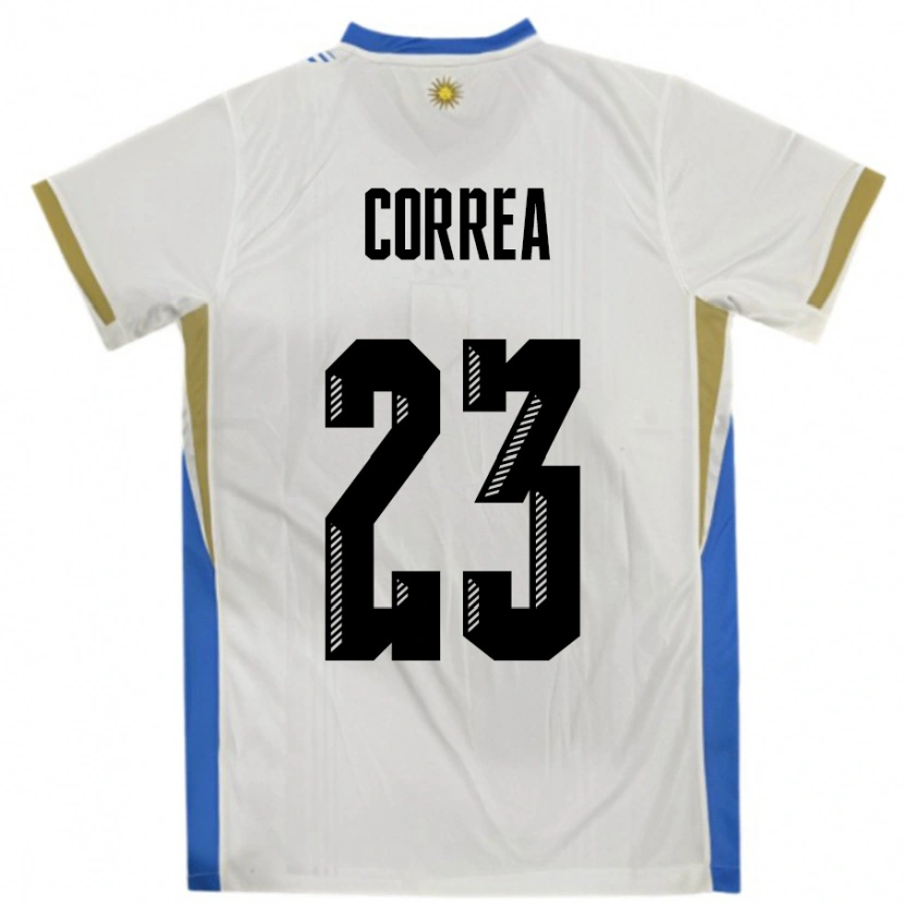 Danxen Enfant Maillot Uruguay Fabrizio Correa #23 Blanc Bleu Tenues Extérieur 24-26 T-Shirt