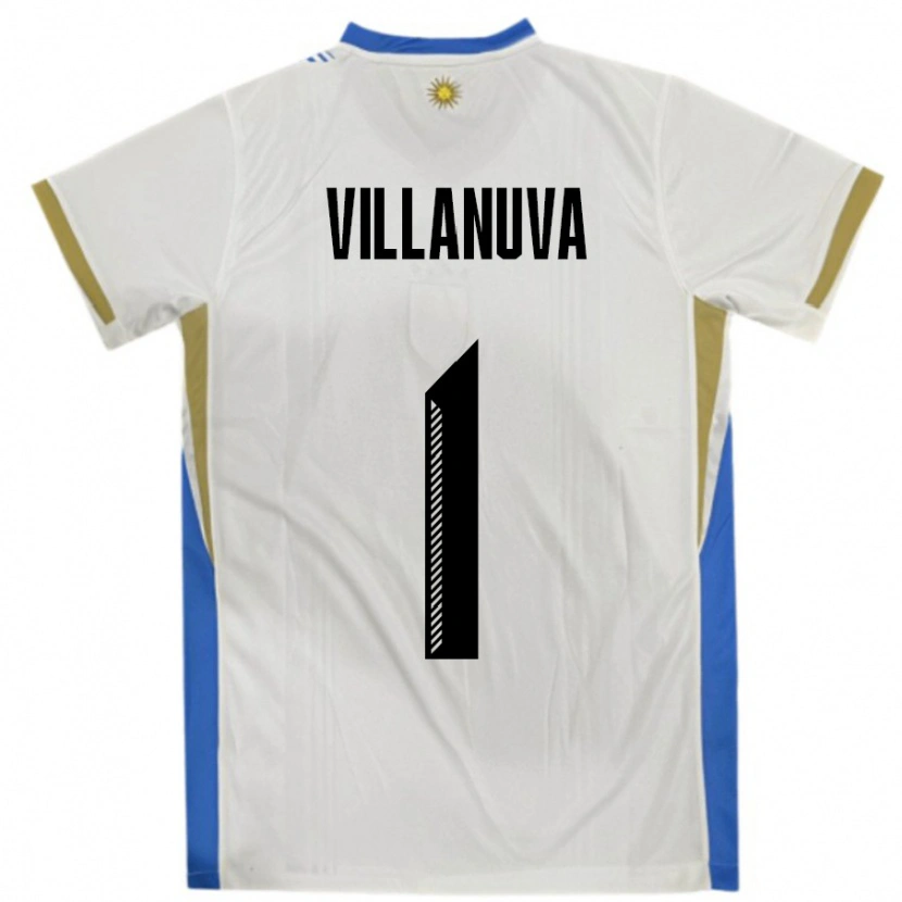 Danxen Enfant Maillot Uruguay Josefina Villanuva #1 Blanc Bleu Tenues Extérieur 24-26 T-Shirt