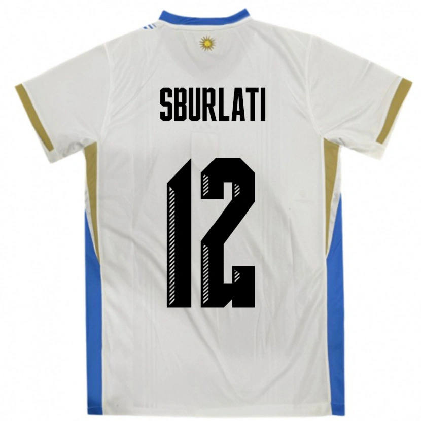 Danxen Enfant Maillot Uruguay Vanina Sburlati #12 Blanc Bleu Tenues Extérieur 24-26 T-Shirt