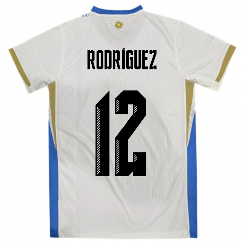 Danxen Enfant Maillot Uruguay Randall Rodriguez #12 Blanc Bleu Tenues Extérieur 24-26 T-Shirt