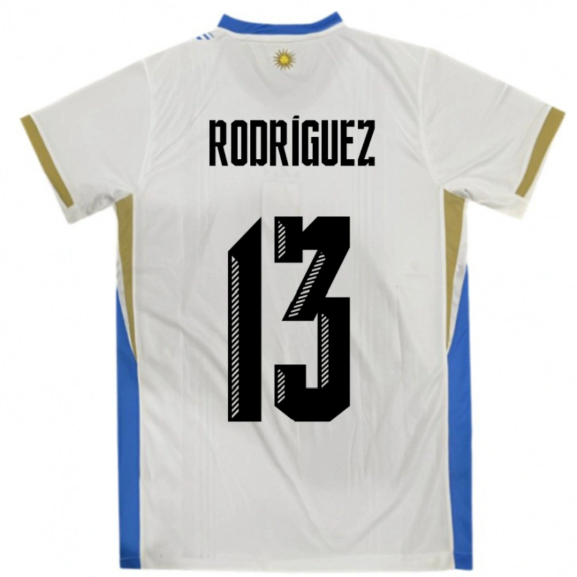 Danxen Enfant Maillot Uruguay Agustin Rodriguez #13 Blanc Bleu Tenues Extérieur 24-26 T-Shirt