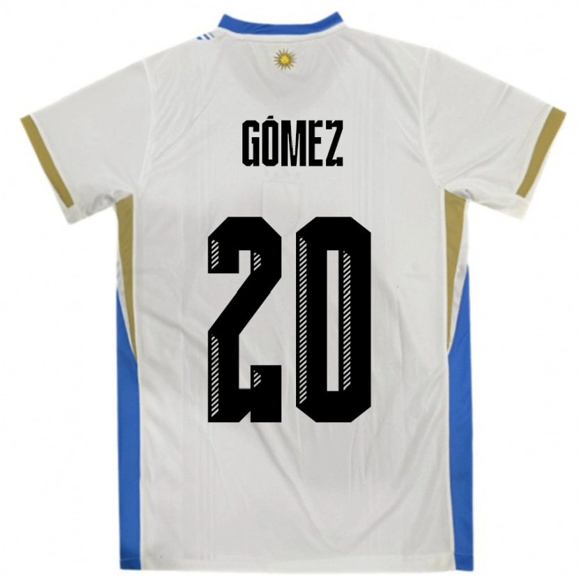 Danxen Enfant Maillot Uruguay Luciana Gomez #20 Blanc Bleu Tenues Extérieur 24-26 T-Shirt