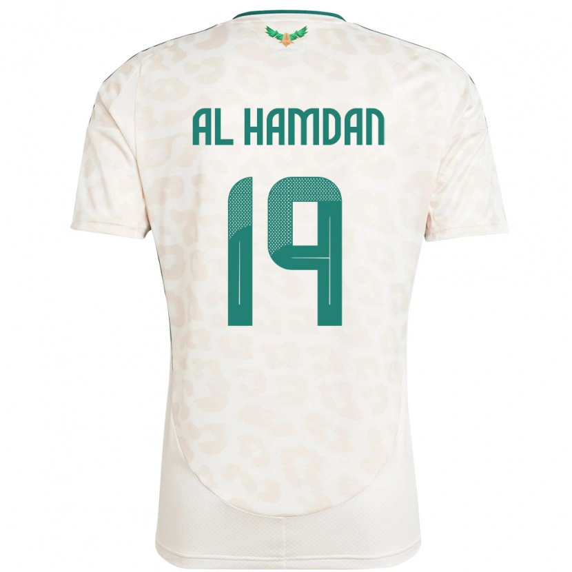 Danxen Enfant Maillot Arabie Saoudite Abdullah Al-Hamdan #19 Blanc Tenues Extérieur 24-26 T-Shirt