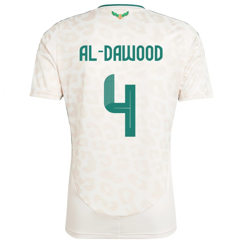 Danxen Enfant Maillot Arabie Saoudite Mishaal Al-Dawood #4 Blanc Tenues Extérieur 24-26 T-Shirt