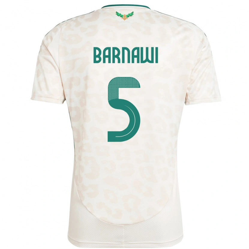 Danxen Enfant Maillot Arabie Saoudite Mohammed Barnawi #5 Blanc Tenues Extérieur 24-26 T-Shirt
