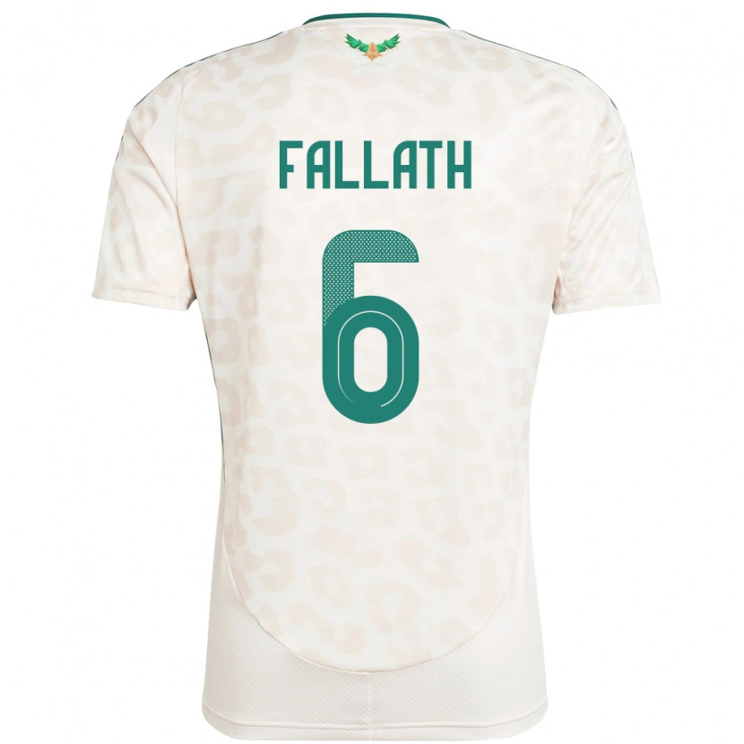 Danxen Enfant Maillot Arabie Saoudite Mohammed Fallath #6 Blanc Tenues Extérieur 24-26 T-Shirt